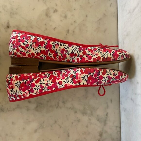 J. CREW Liberty of London Gemma Floral Ballet Flats Sz 6 Red Berry White Pink - Picture 12 of 16